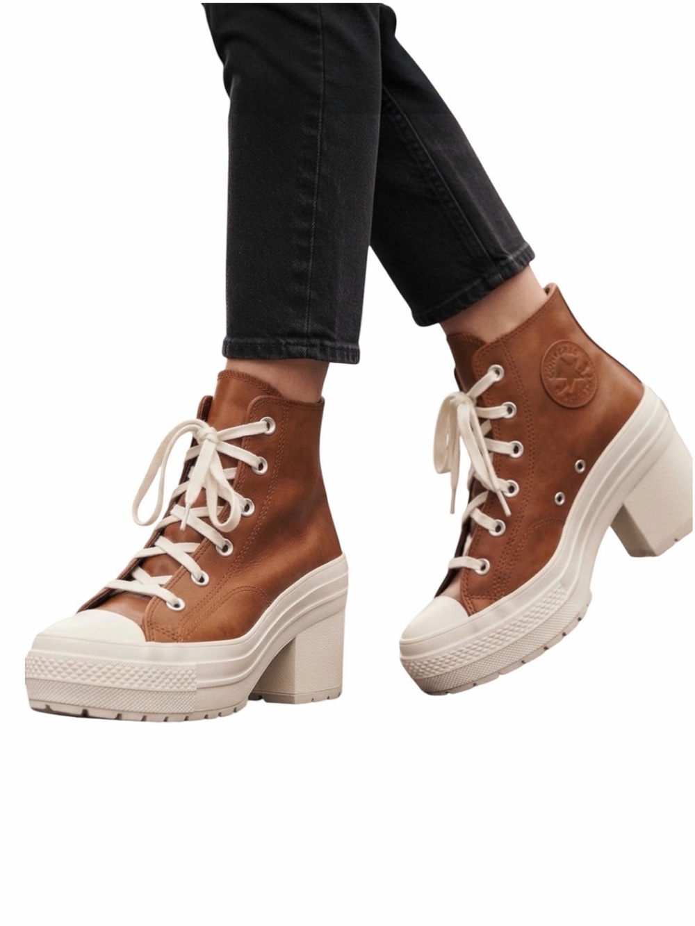 Converse Chuck 70 De Luxe Heel Cognac Brown Platform Bootie Heels NWOB Size 8.5